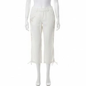 Sonoma Life Style Capri Pants Womens 10 White Embroidered Boho Coastal Grandma